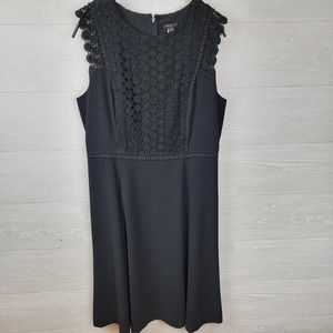 Ann Taylor Black Sleeveless Dress, Crochet Lace Detail, Size 10